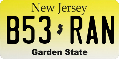 NJ license plate B53RAN