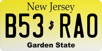 NJ license plate B53RAO