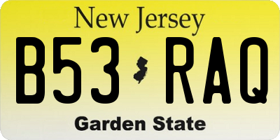 NJ license plate B53RAQ