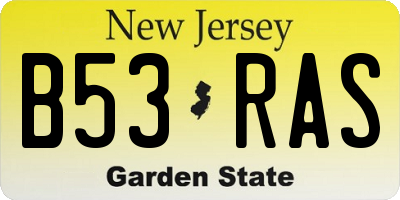 NJ license plate B53RAS