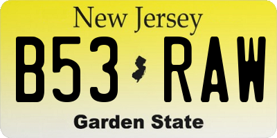 NJ license plate B53RAW
