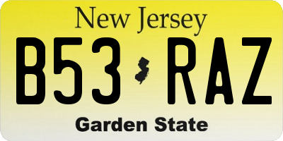 NJ license plate B53RAZ