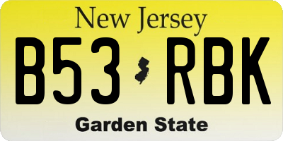 NJ license plate B53RBK