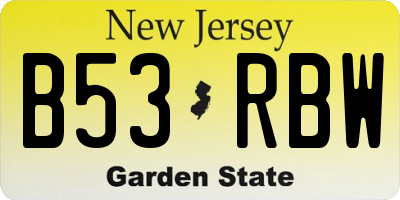 NJ license plate B53RBW