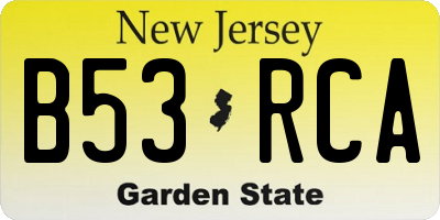 NJ license plate B53RCA
