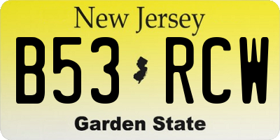 NJ license plate B53RCW