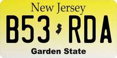 NJ license plate B53RDA