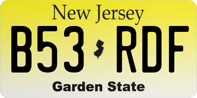 NJ license plate B53RDF