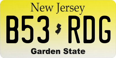 NJ license plate B53RDG