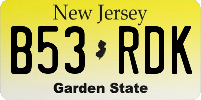 NJ license plate B53RDK