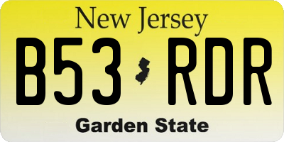NJ license plate B53RDR