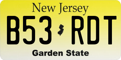 NJ license plate B53RDT