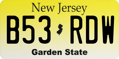 NJ license plate B53RDW