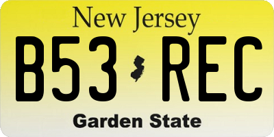 NJ license plate B53REC