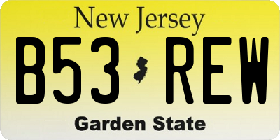 NJ license plate B53REW