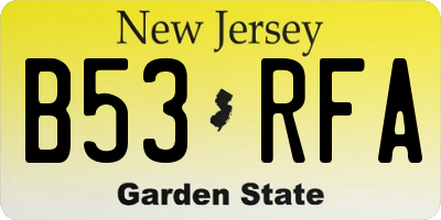 NJ license plate B53RFA