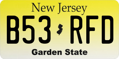 NJ license plate B53RFD