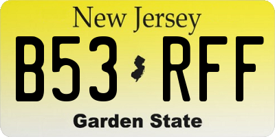 NJ license plate B53RFF
