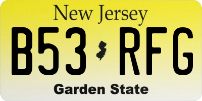 NJ license plate B53RFG