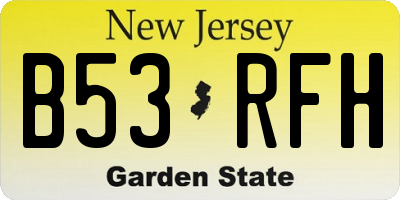 NJ license plate B53RFH