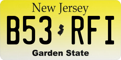 NJ license plate B53RFI
