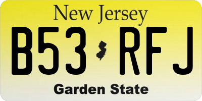 NJ license plate B53RFJ