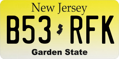 NJ license plate B53RFK