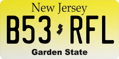 NJ license plate B53RFL