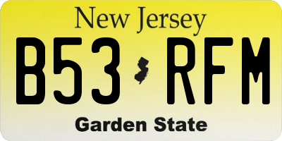 NJ license plate B53RFM
