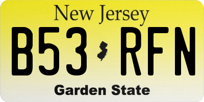 NJ license plate B53RFN