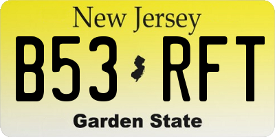 NJ license plate B53RFT