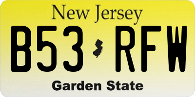 NJ license plate B53RFW