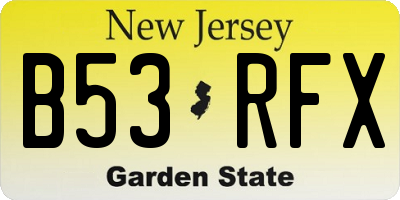 NJ license plate B53RFX