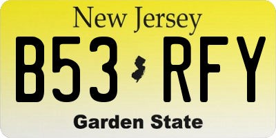 NJ license plate B53RFY