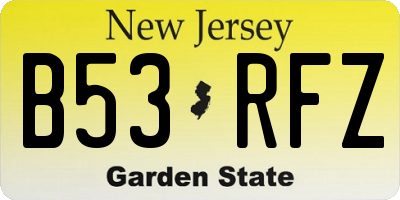 NJ license plate B53RFZ