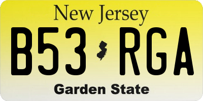 NJ license plate B53RGA