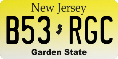 NJ license plate B53RGC