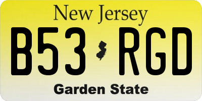 NJ license plate B53RGD
