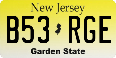 NJ license plate B53RGE