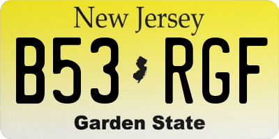 NJ license plate B53RGF