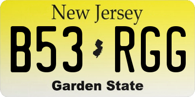 NJ license plate B53RGG