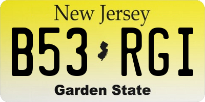 NJ license plate B53RGI