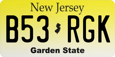 NJ license plate B53RGK