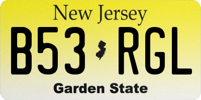 NJ license plate B53RGL