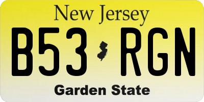 NJ license plate B53RGN