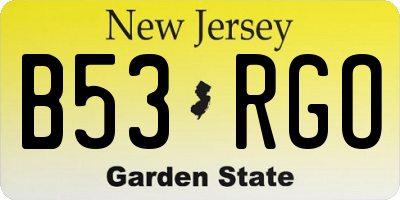 NJ license plate B53RGO