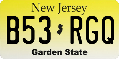 NJ license plate B53RGQ