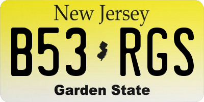 NJ license plate B53RGS