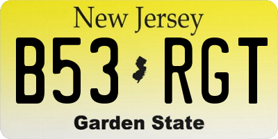 NJ license plate B53RGT