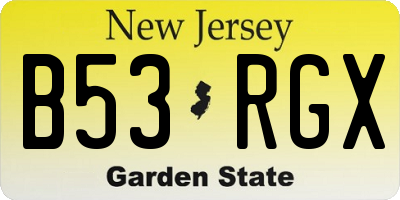 NJ license plate B53RGX